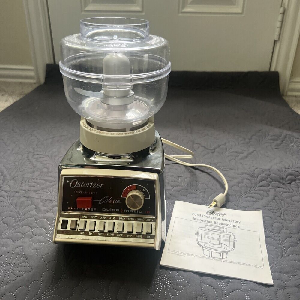 Osterizer Galaxie Pulse-Matic Dual Range 16 Food Processor Chrome RARE VTG WORKS